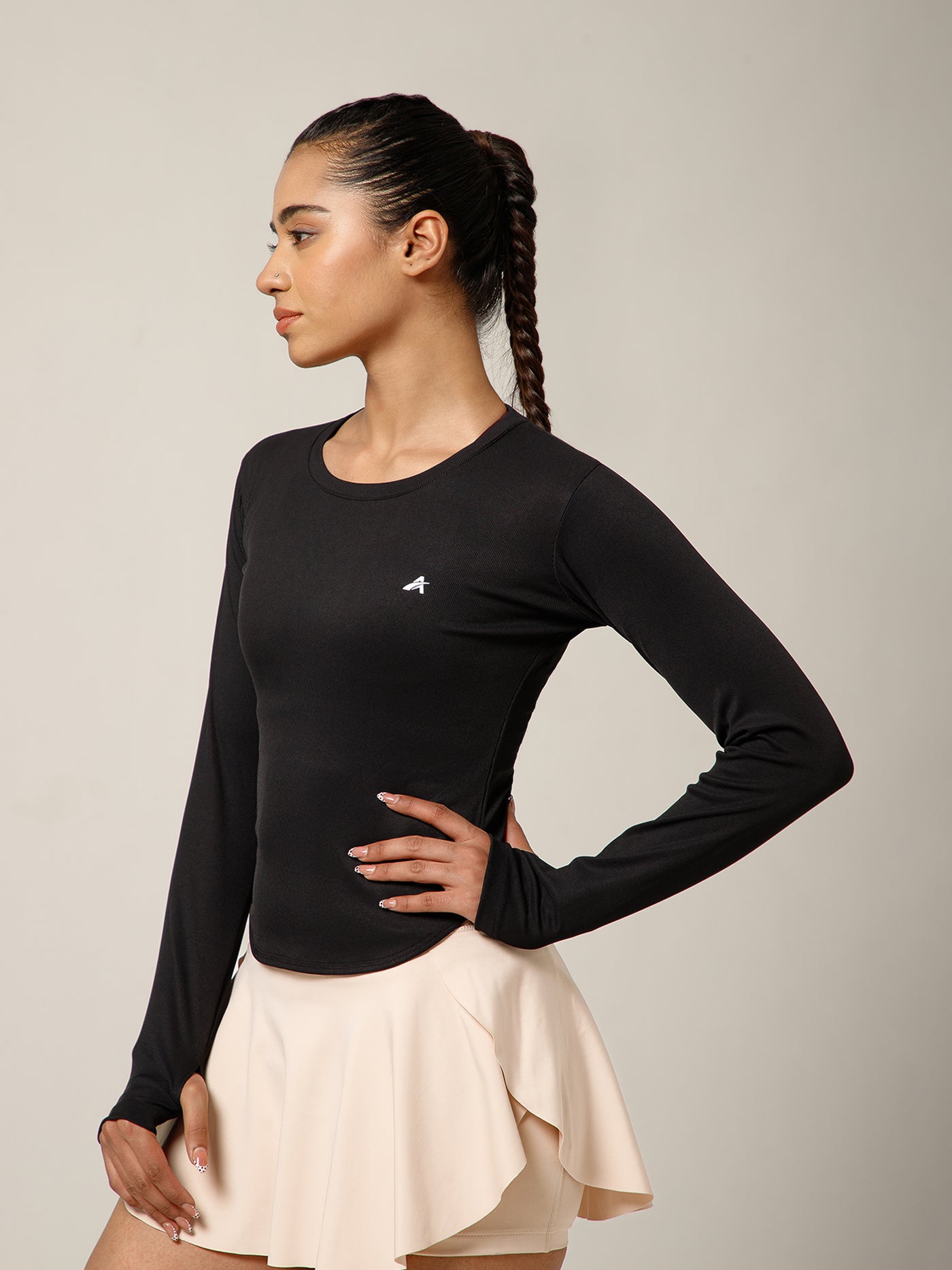 Bodycon Thumbhole T-shirt Black