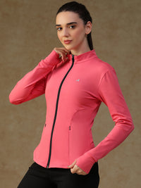 Ribbed Zip up Jacket Hot Pink