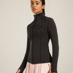 Defined Seam Zip Jacket Black