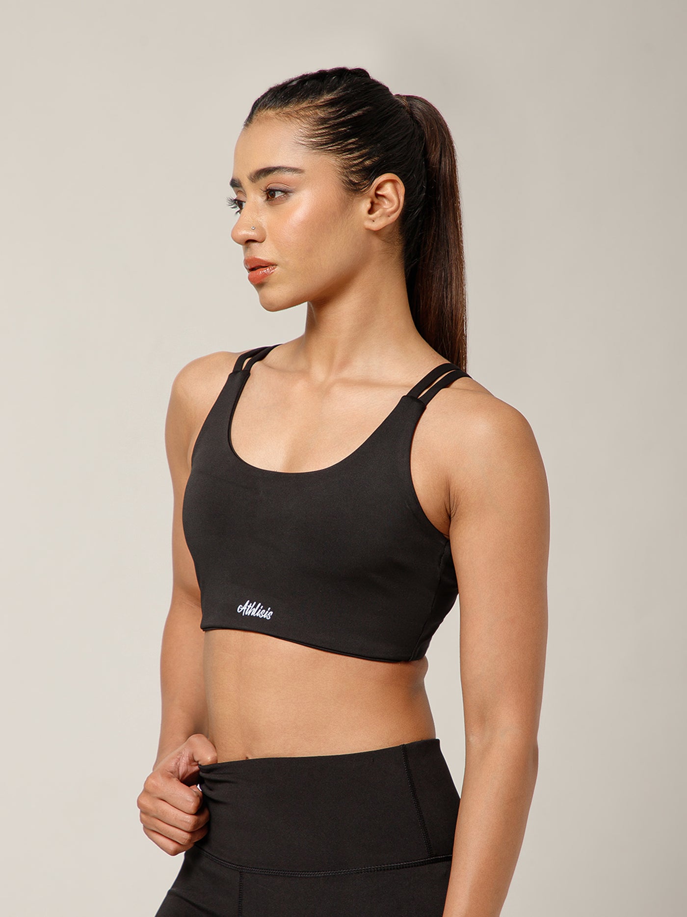 Twin Strap Sports Bra Black