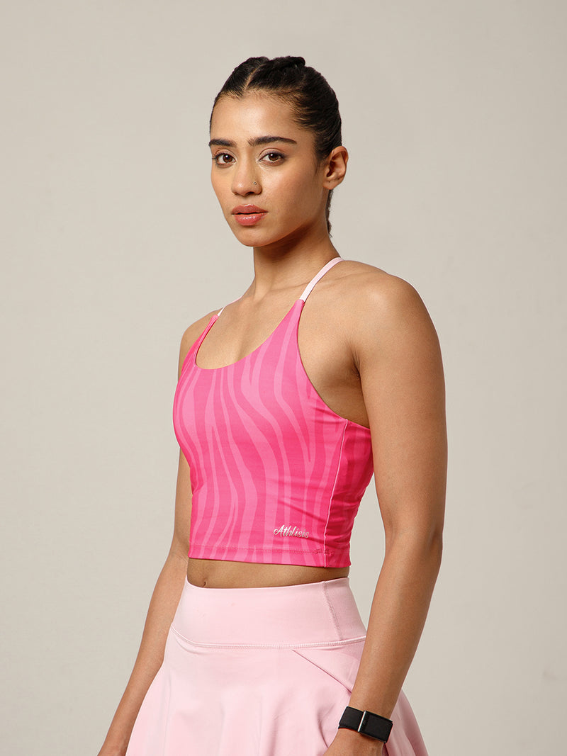 Cross Back Built In Bra Candy Pink
