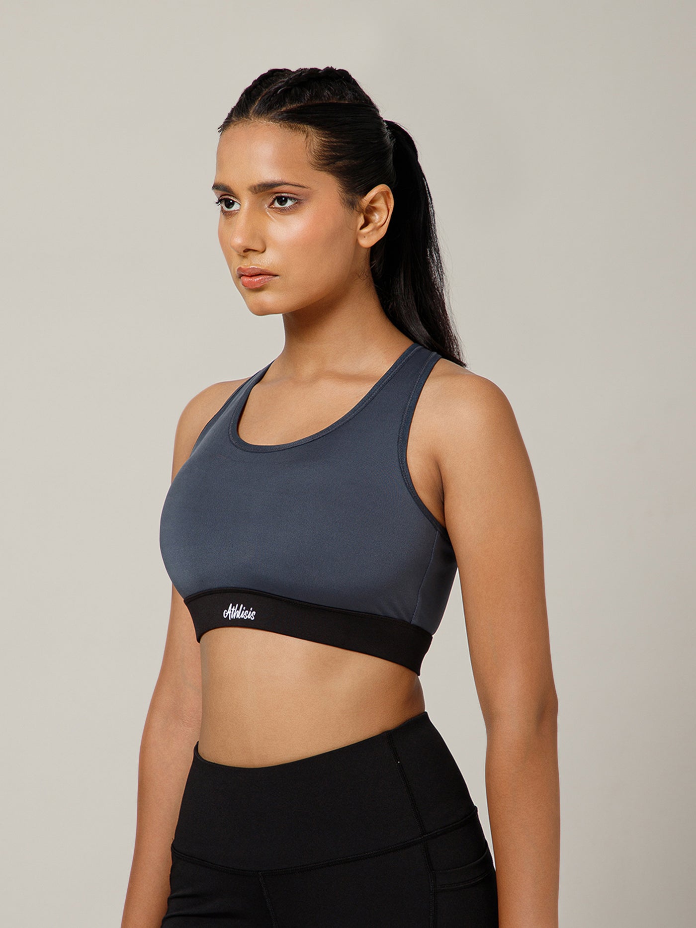 Ruched Sports Bra Gray