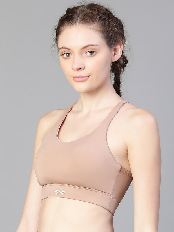 Keyhole X-Back Sports Bra Nude