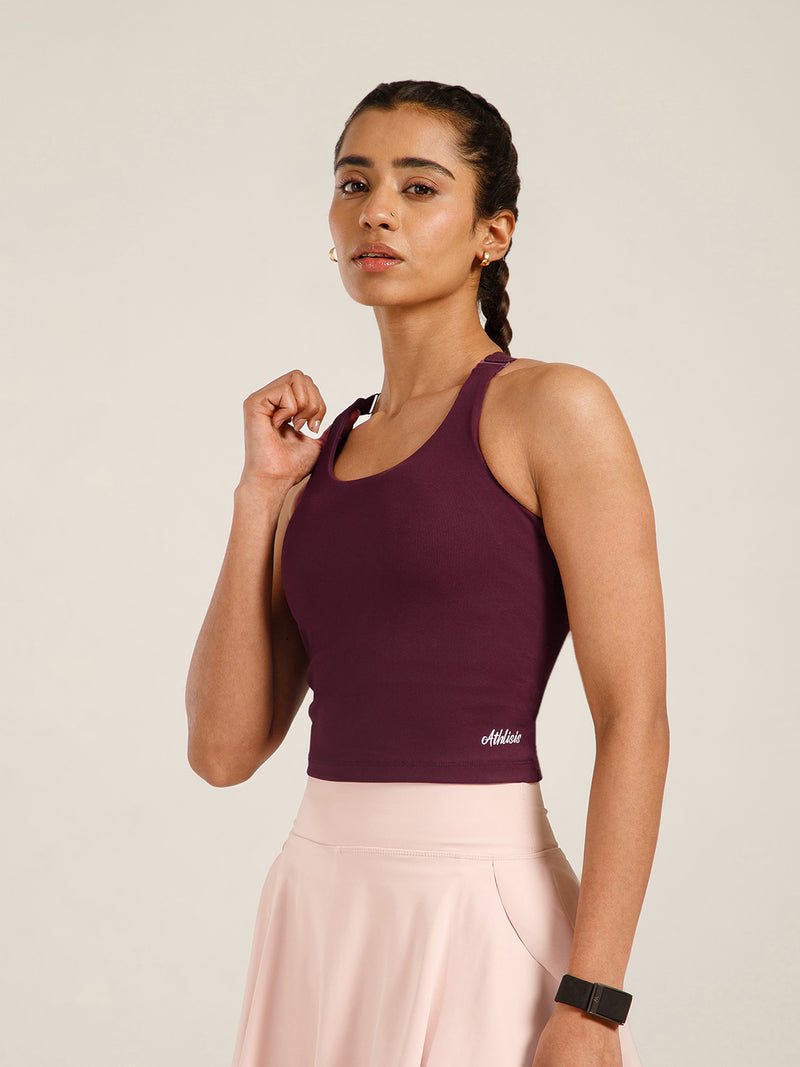 Built In Bra Y Adjustable Top Wine
