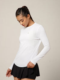 Curved Hem Full Sleeve T-Shirt White