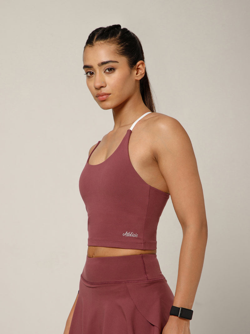 Cross Back Built In Bra Mauve