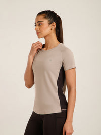 Contrast Side Panel T-Shirt Beige