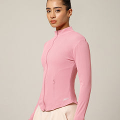 Ribbed Zip up Jacket Pink
