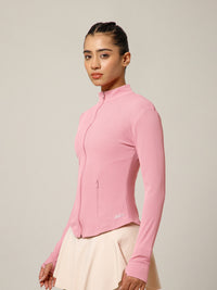 Ribbed Zip up Jacket Pink