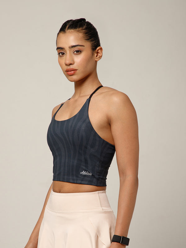 Cross Back Built In Bra Zebra Print