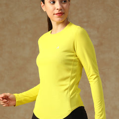 Curved Hem Full Sleeve T-Shirt Yellow
