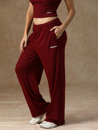 Ribbed Baggy Pants Maroon