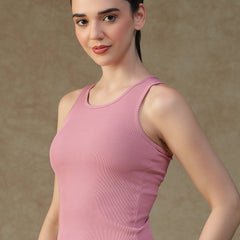Built In Bra Racer Back Top Pink