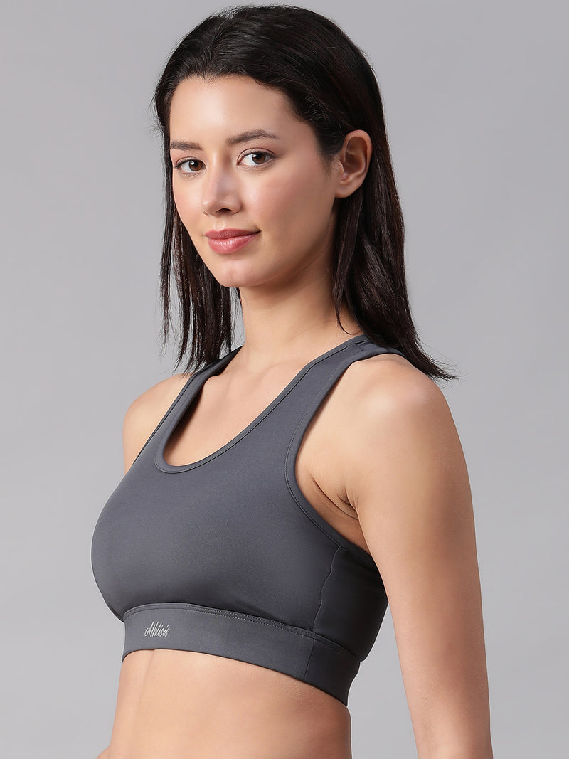 Minimalist Cutout Sports Bra Gray