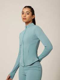 Ribbed Zip up Jacket Ice Blue