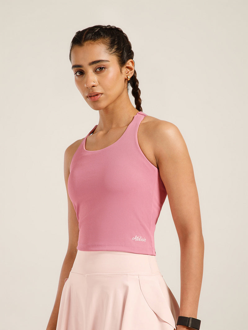 Built In Bra Y Adjustable Top Pink