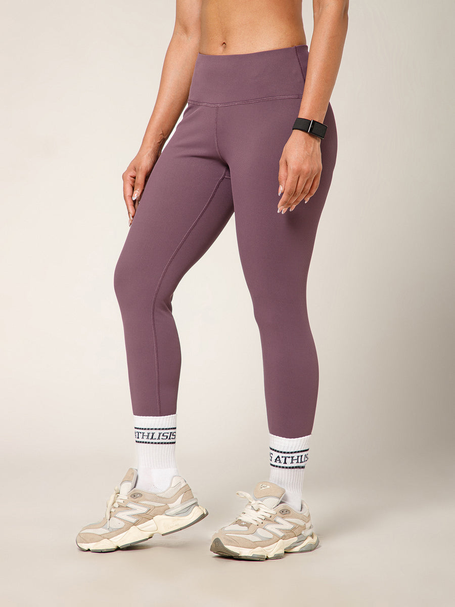 Ribbed High Waist Leggings Purple