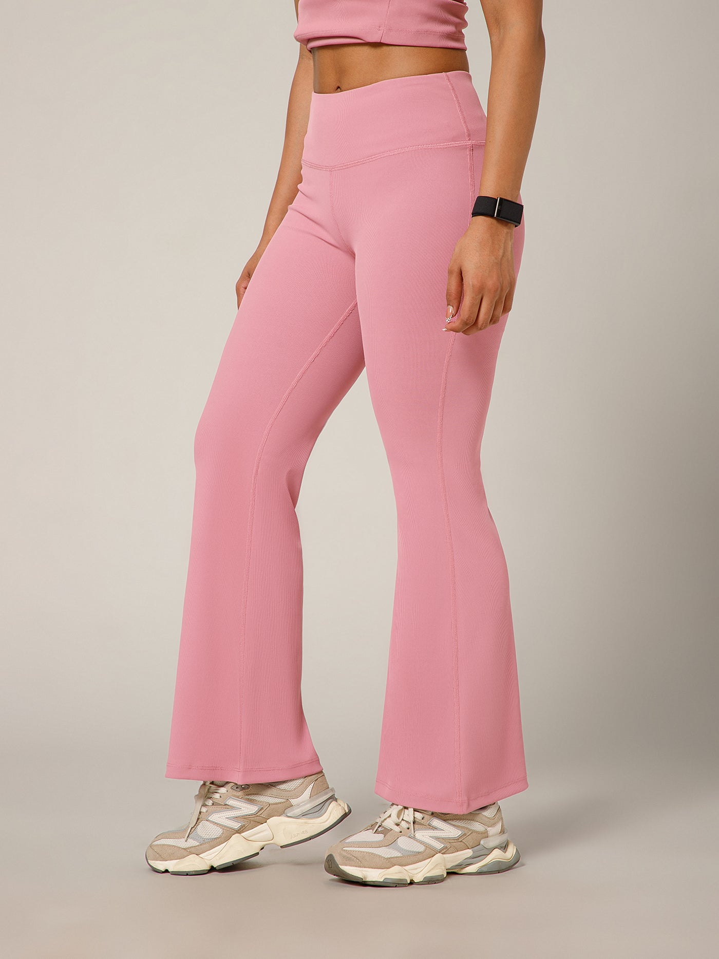 Ribbed Flare Pant Blush Pink