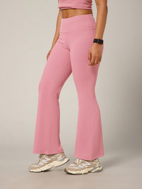 Ribbed Flare Pant Blush Pink