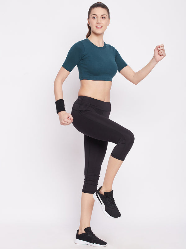 Everyday Cropped Tee Teal