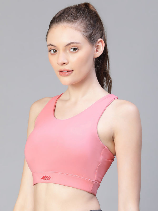 Criss-Cross Back Sports Bra Peach