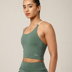 Cross Back Built In Bra Sage