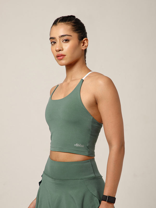 Cross Back Built In Bra Sage