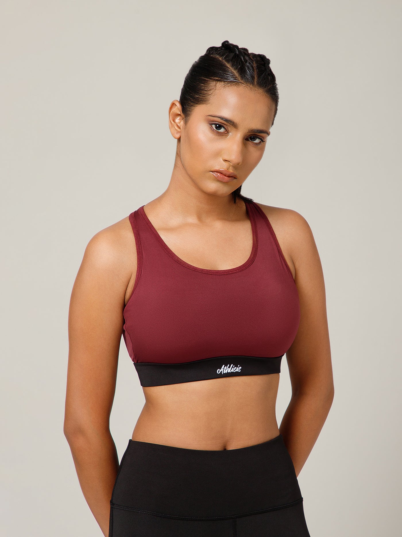 Ruched Sports Bra Maroon