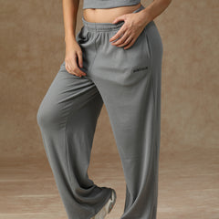 Ribbed Baggy Pants Beige Grey