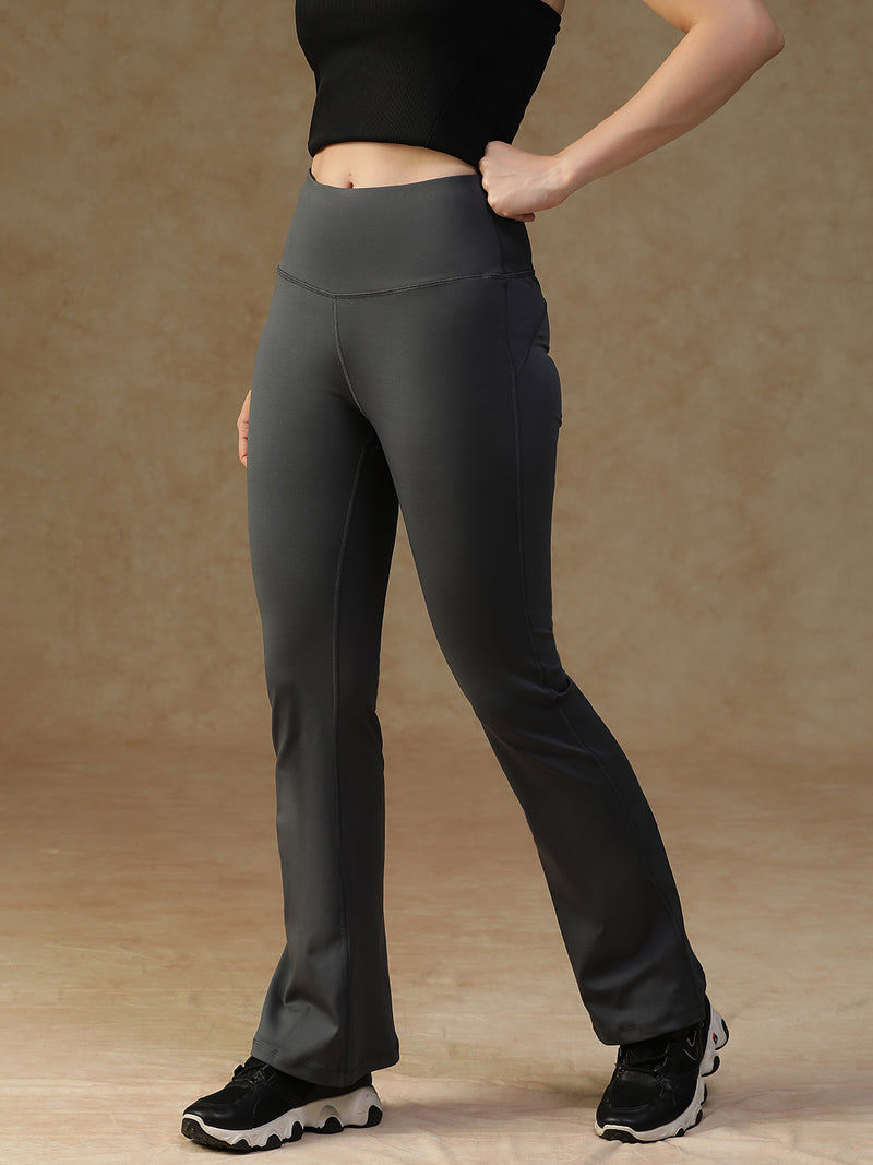 Defined Seam Flare Pant Grey