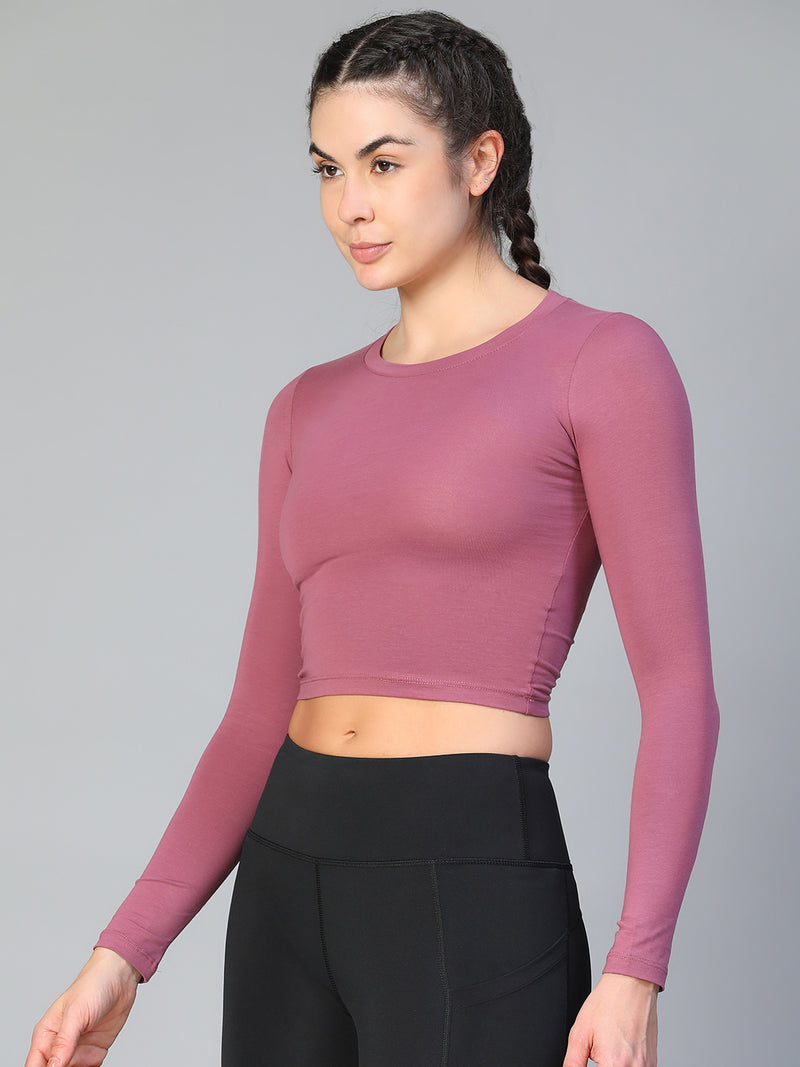 Essential Full Sleeve Crop top Mauve