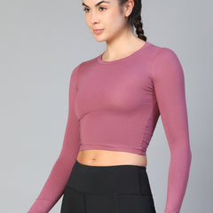 Essential Full Sleeve Crop top Mauve