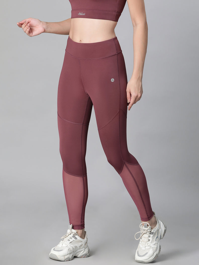 Geometric Mesh Leggings Mauve