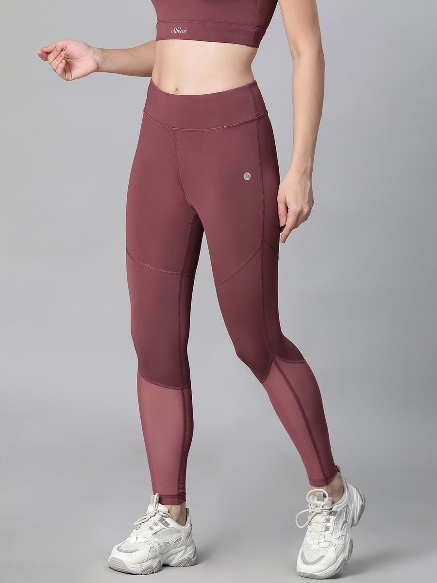 Geometric Mesh Leggings Mauve