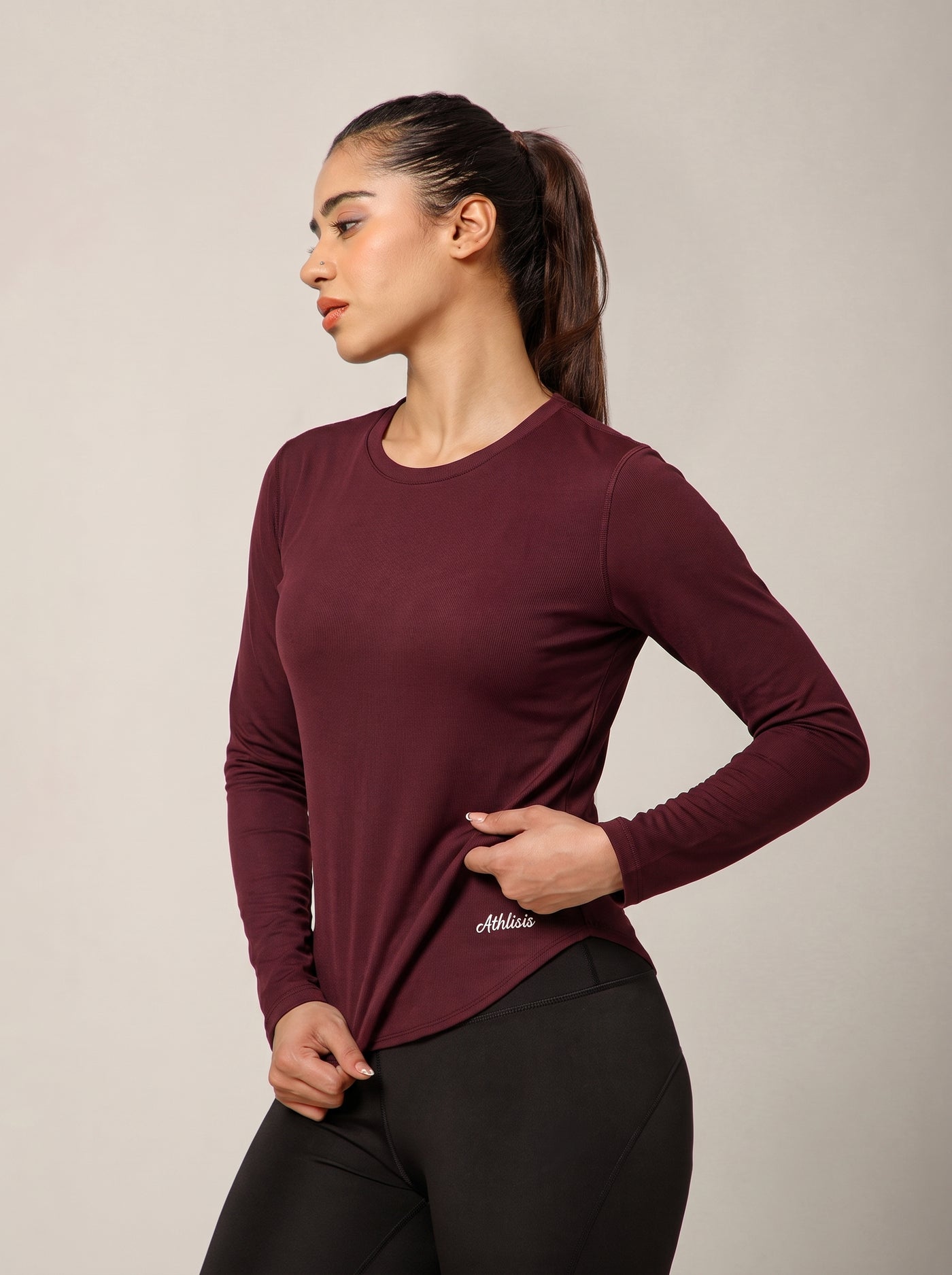 Bodycon Thumbhole T-shirt Wine