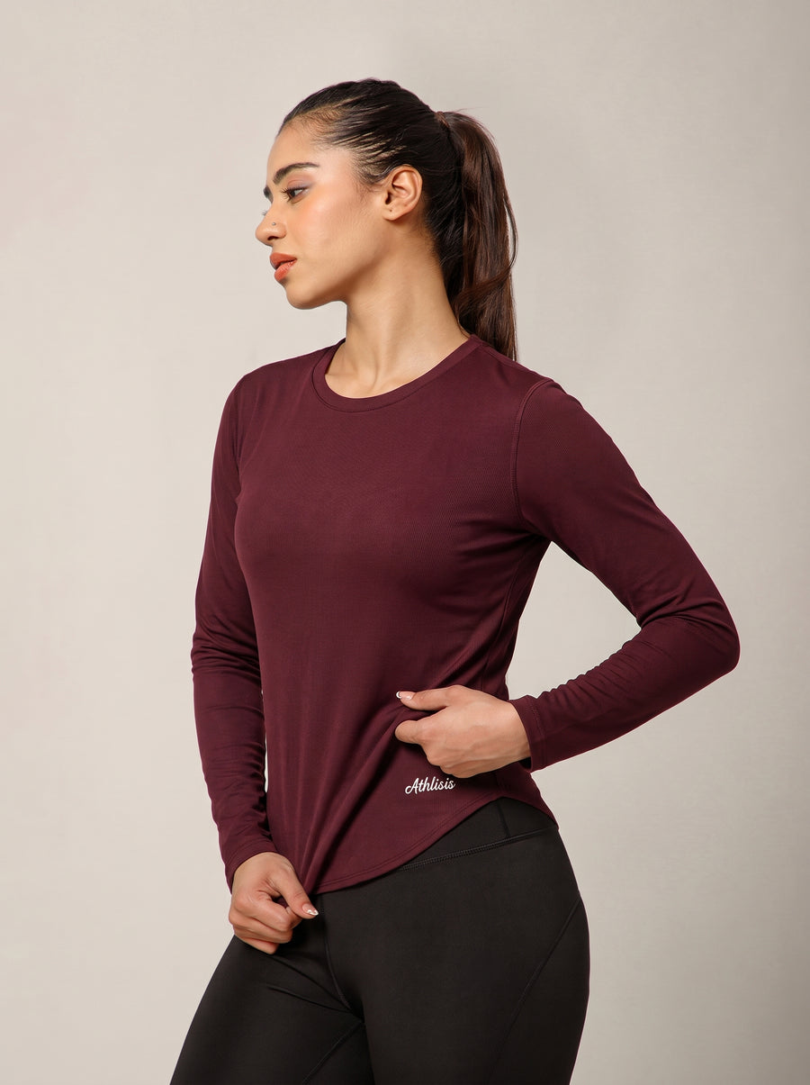 Bodycon Thumbhole T-shirt Wine