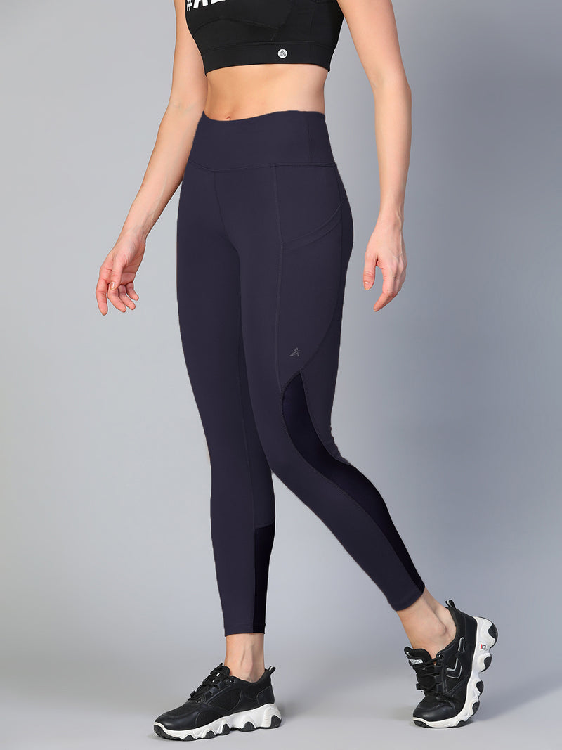 Mesh Panel Pocket Leggings Navy