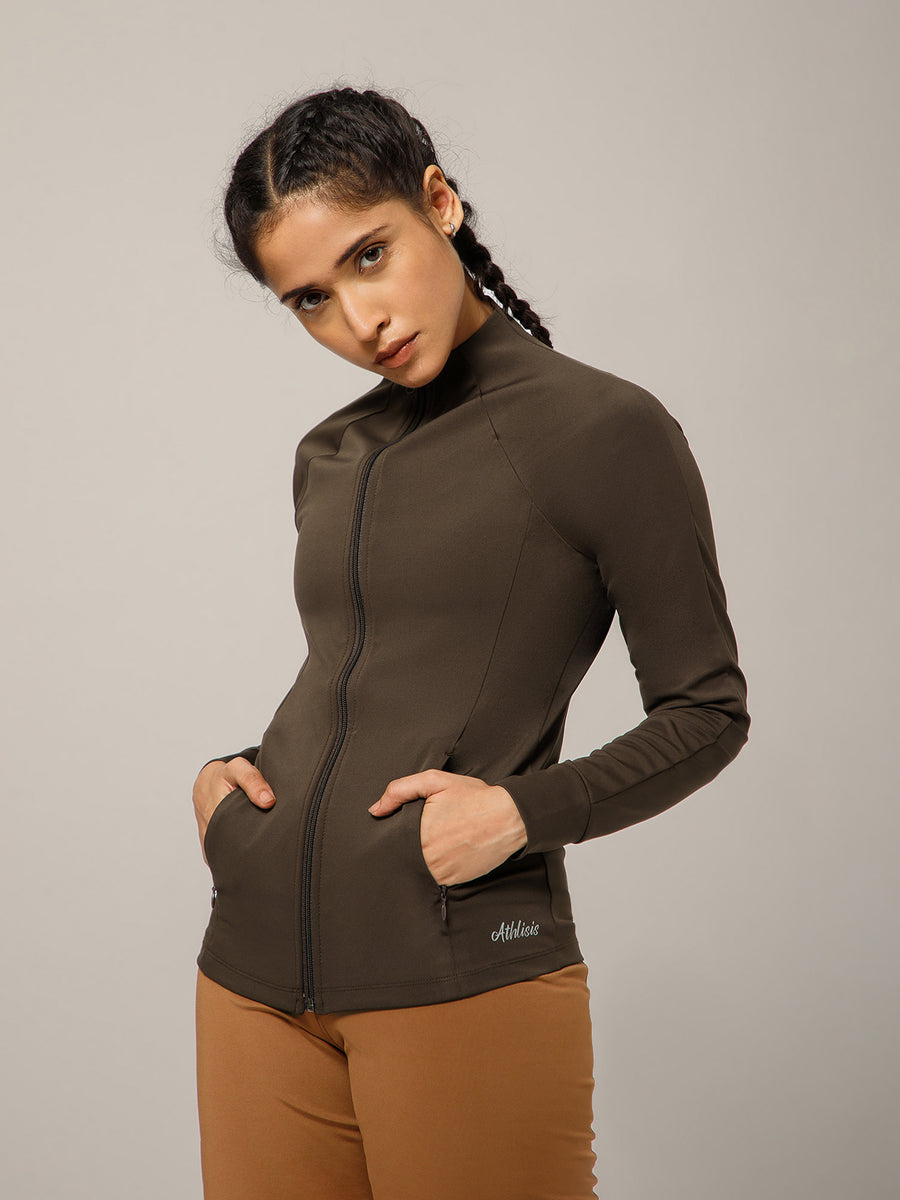 Linea Collarless Jacket Espresso Brown