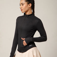 Ribbed Zip up Jacket Black