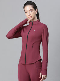 Contour Crop Jacket Maroon