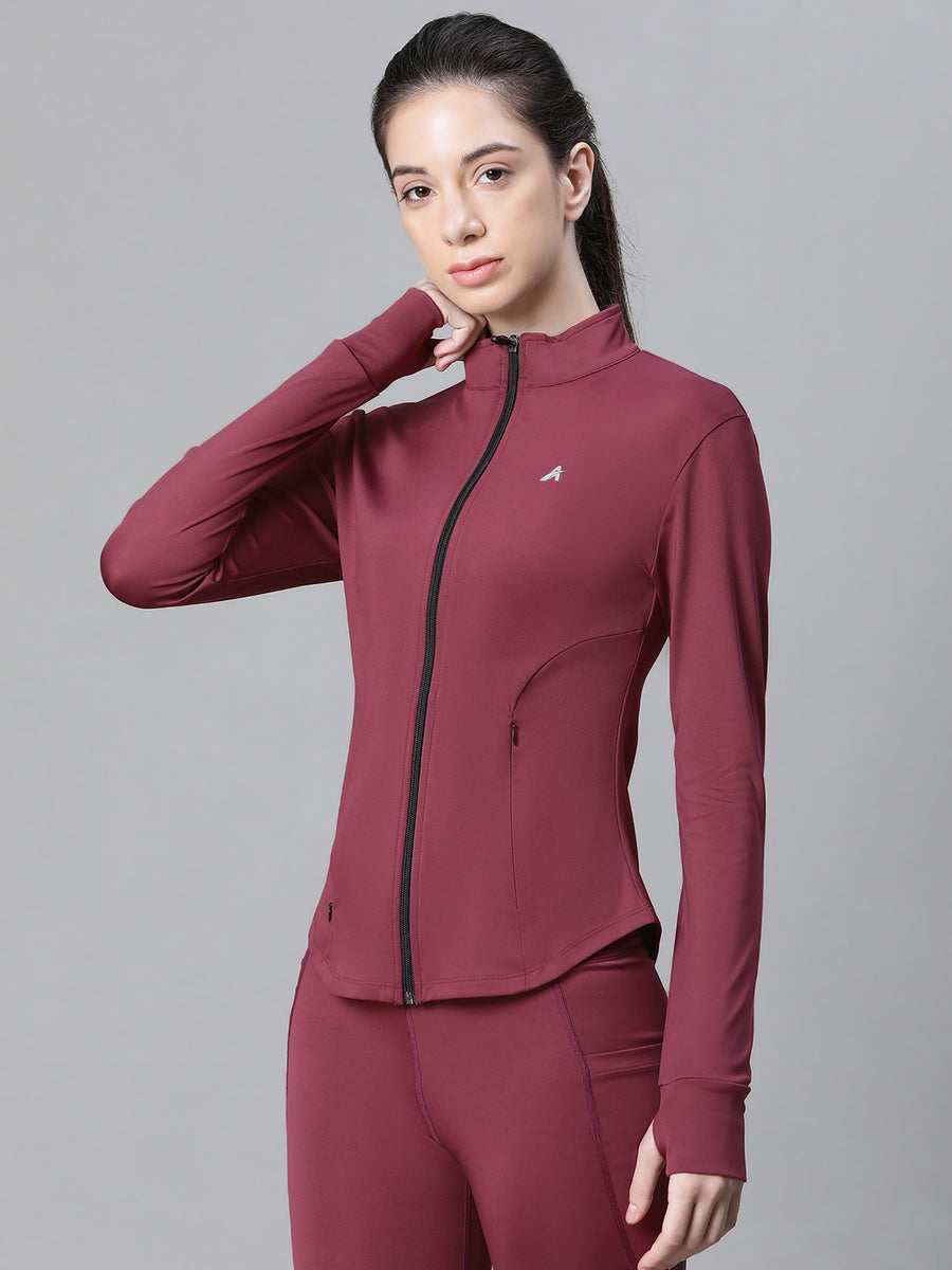 Contour Crop Jacket Maroon