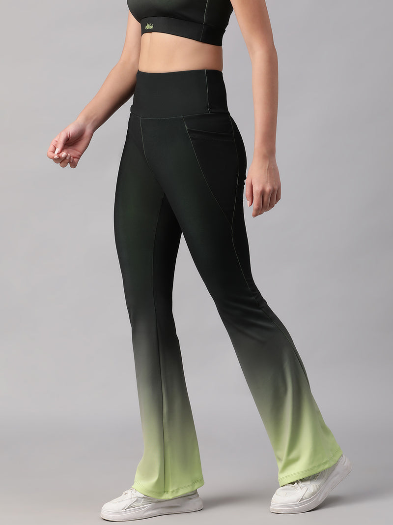Dual Tone Flare Pant Green