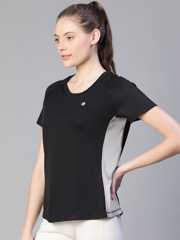 Contrast Side Panel T-Shirt Black