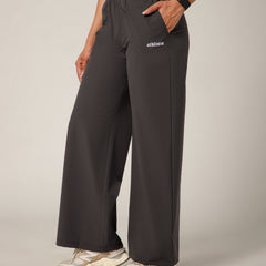 Elastic Waist Crinkle Baggy Pants Grey