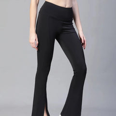 Women Black High Waist Tall Flare Pants Athlisis Sports
