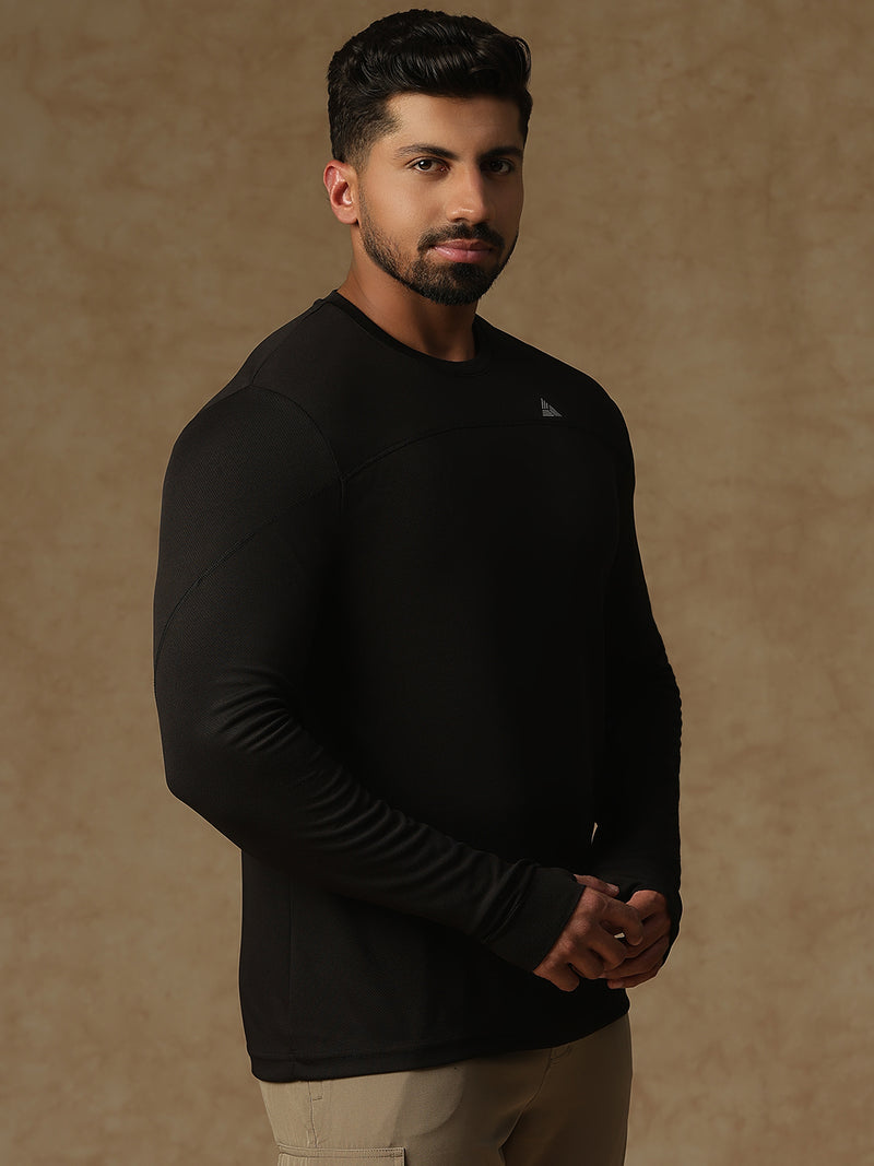 Regular Fit Thumb Hole T-Shirt Black
