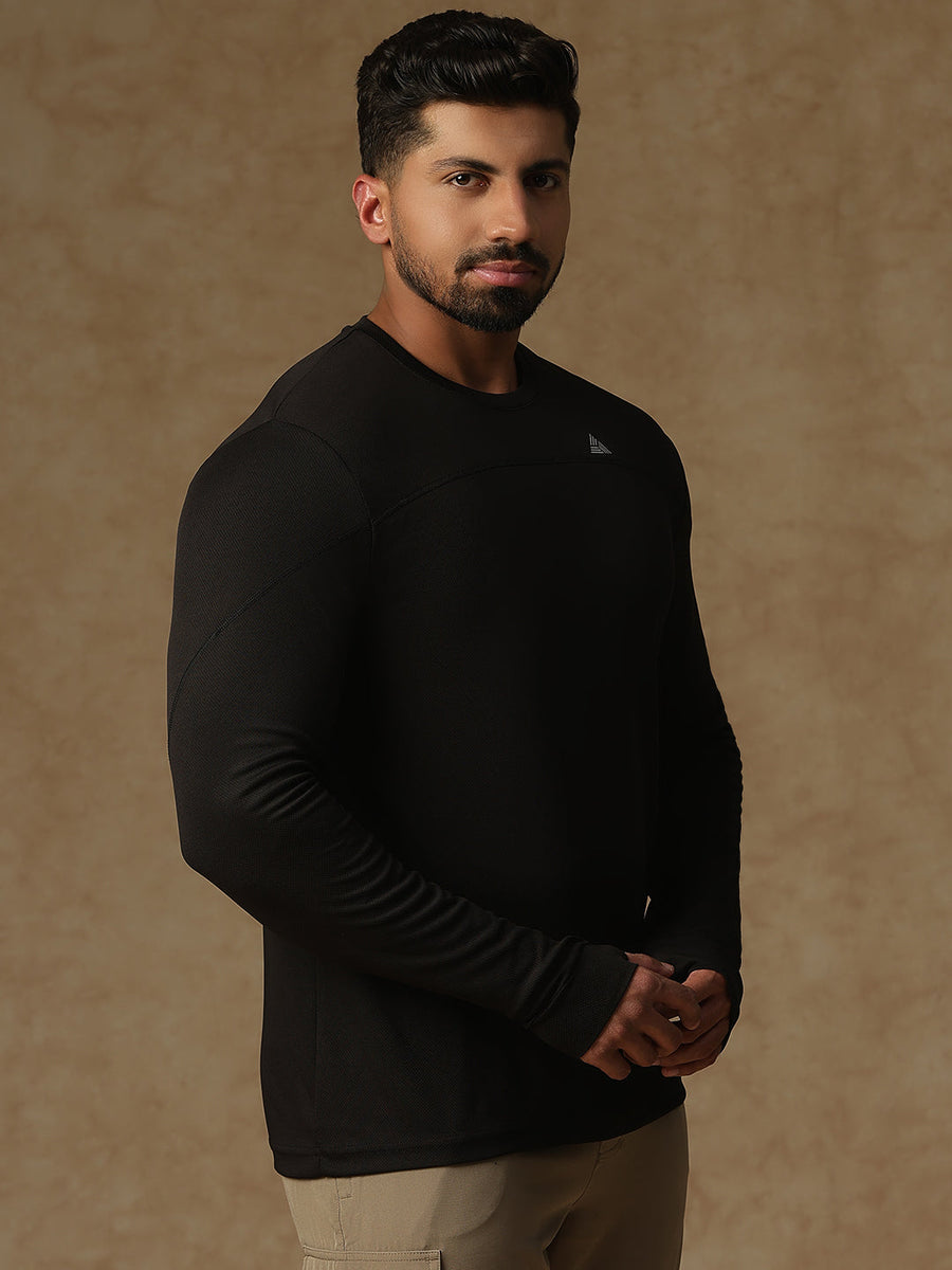 Regular Fit Thumb Hole T-Shirt Black Athlisis Sports