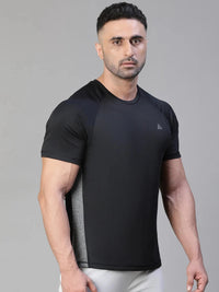 Contrast Side Panel T-Shirt Black Athlisis Sports