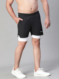 2 in 1 Lining Shorts Black Athlisis Sports