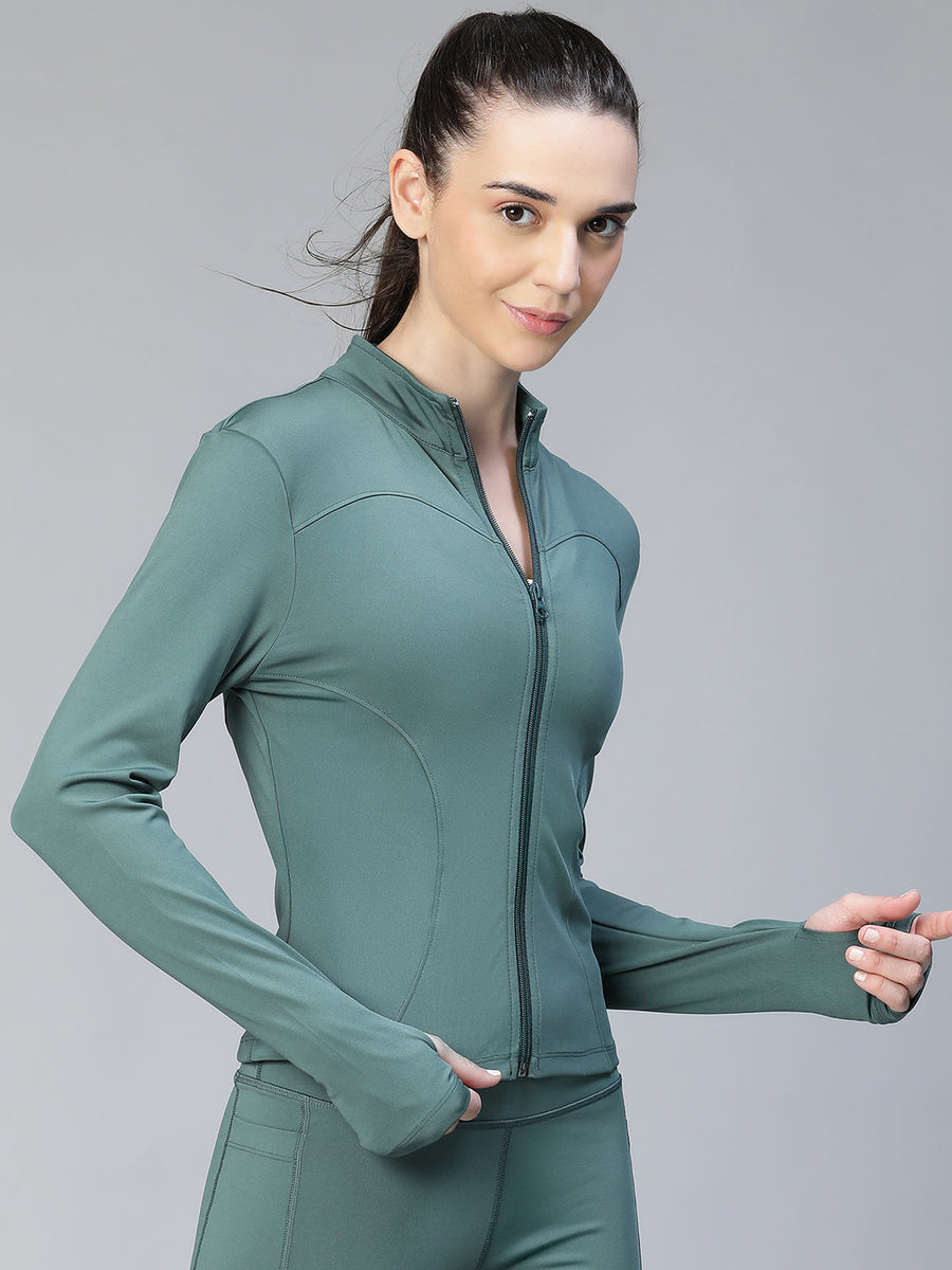 Sculpt Crop Jacket Forest Green Athlisis Sports